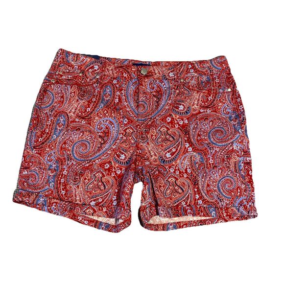 Bandolino Pants - NEW! BANDOLINO Womens 14 Amy Short Bonfire Paisley Flawless Stretch Red Blue
